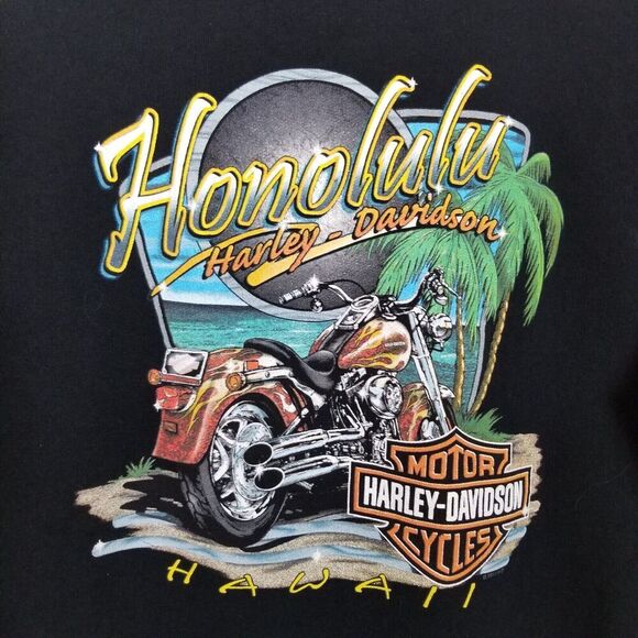 Harley-Davidson Women Zip Up Sweatshirt Jacket Sz M Black Honolulu Back - Picture 5 of 7